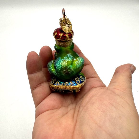 Royal Green Frog Christopher Radko JUST ONE KISS Christmas ornament Lil Gem - Picture 3 of 9
